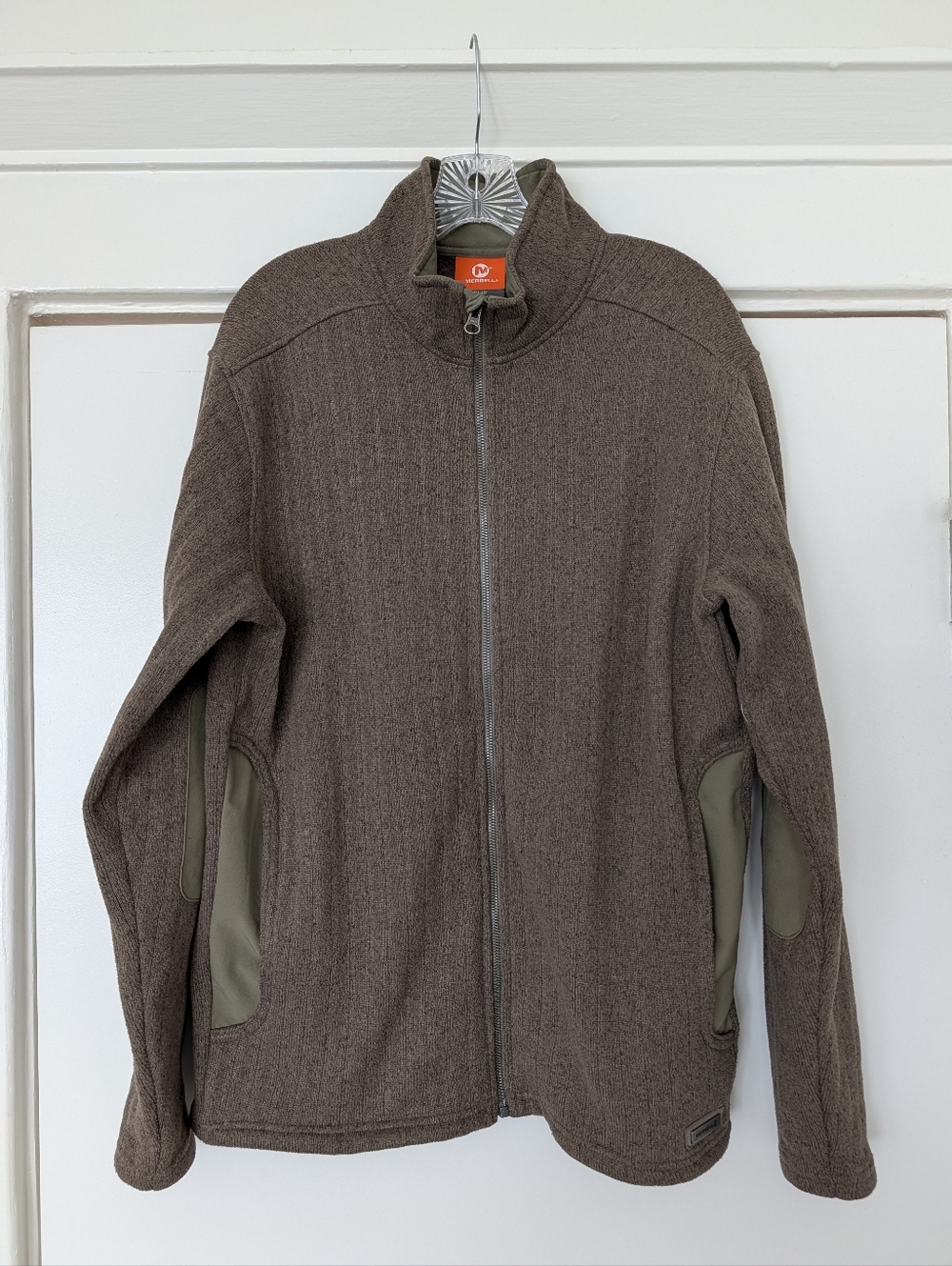 Merrell Hearthside Brown Fleece Jacket with Olive Trim